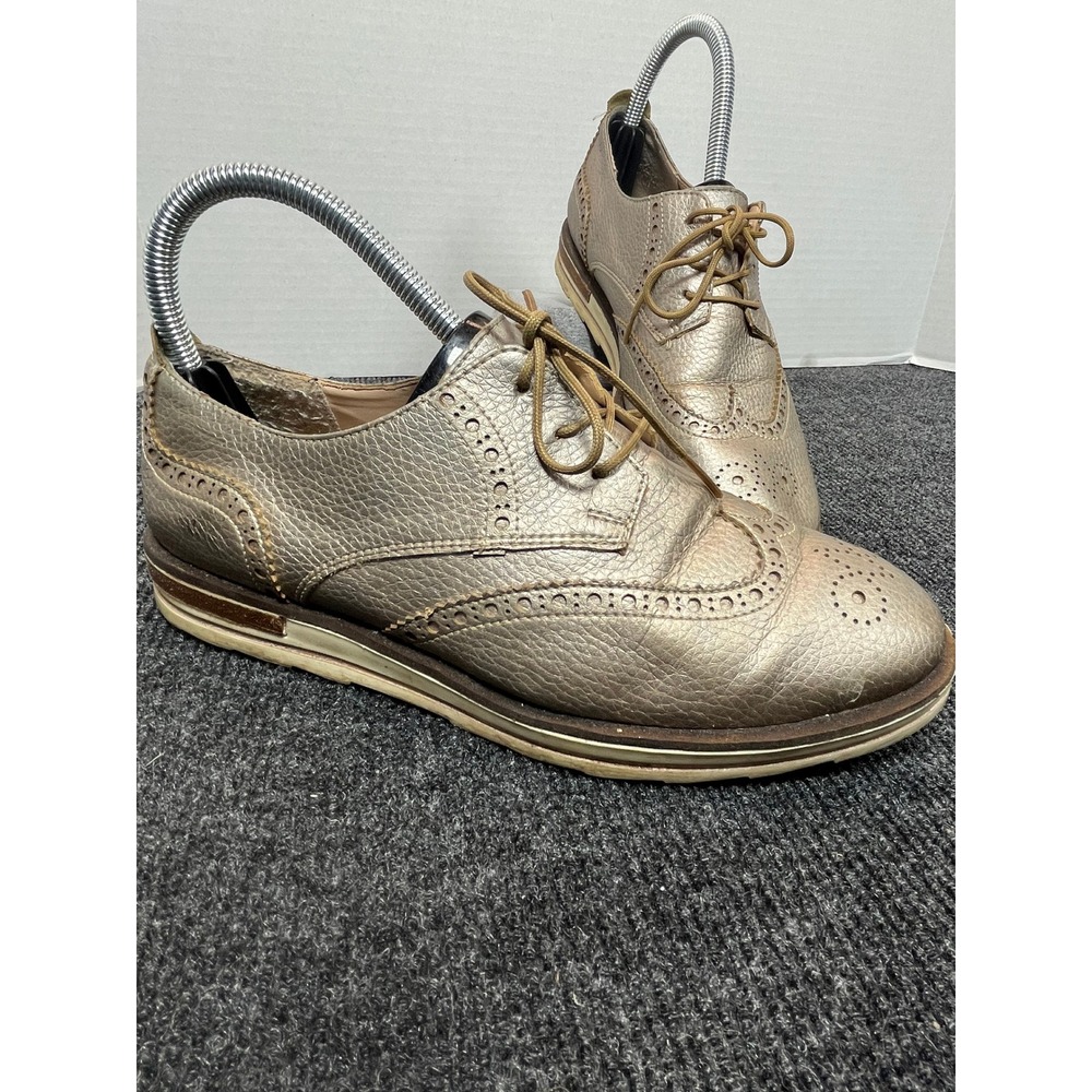 Rossetti Wingtip Oxford Women 9.5 Gold Metallic Brogue Dark Academia Classic VTG